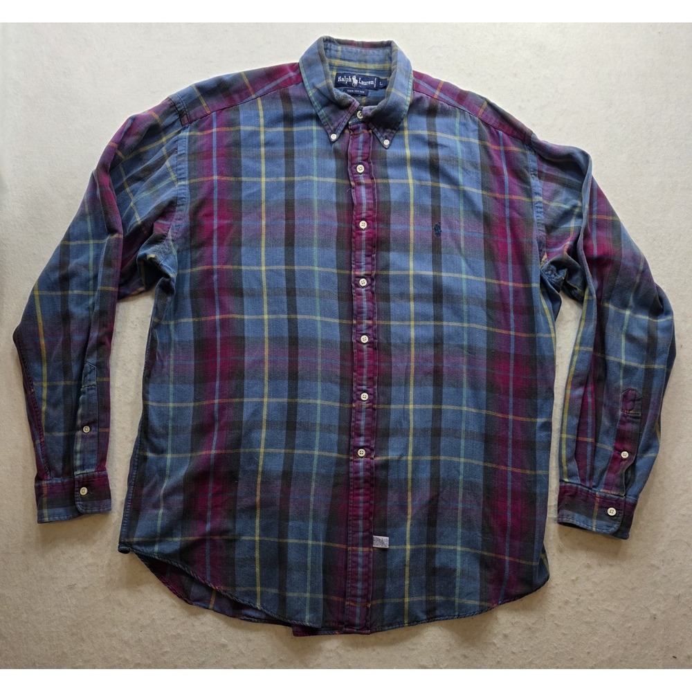 Ralph Lauren Men's Blue & Purple Plaid Long Sleeve Button Up Shirt. Size L - Picture 2 of 8
